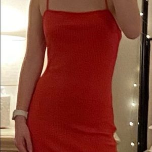 Urban Outfitters ribbed coral midi dress